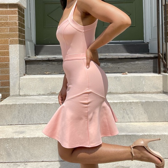 Pink Ruffle Hem Mini Bandage Dress - Picture 9 of 17